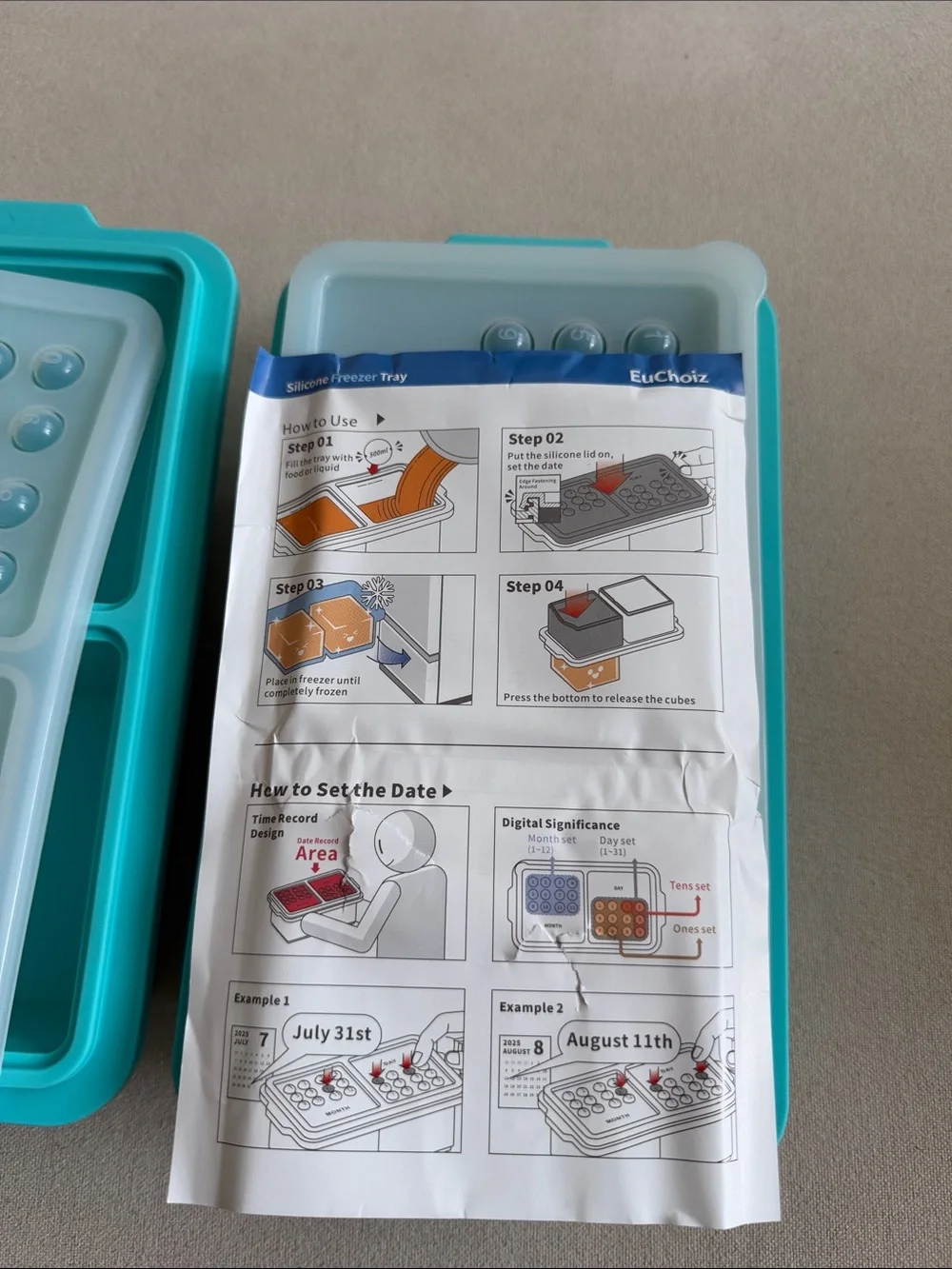 Teal Silicone Freezer Tray - 2 Cup (500ml)